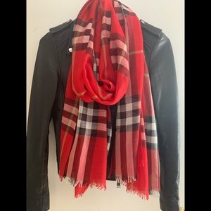 Burberry lightweight check wool silk scarf